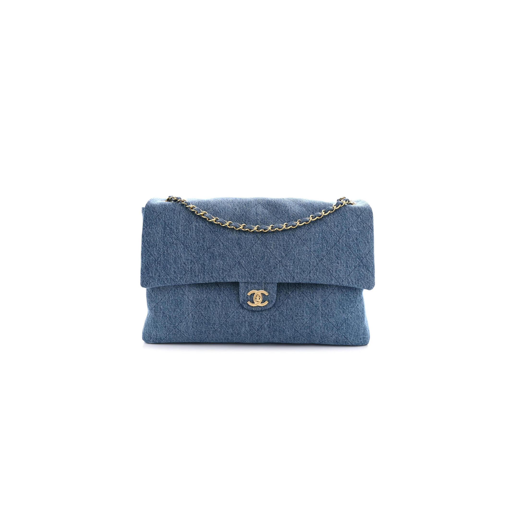 CHANEL DENIM SOUPLISSIMO MAXI FLAP BLUE (38.5*26*11cm)